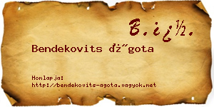 Bendekovits Ágota névjegykártya